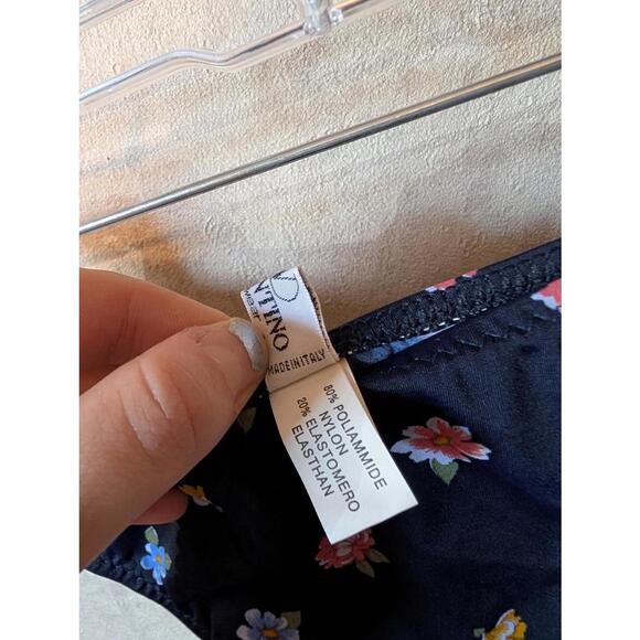 VALENTINO navy floral strapless bikini set sz L - Picture 3 of 7